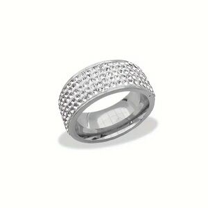 Gorgeous stainless steel ring with artificial diamonds